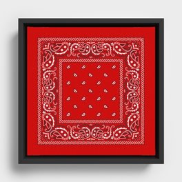 Bandana in Red - Classic Red Bandana  Framed Canvas