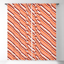 [ Thumbnail: Light Salmon, Maroon, White, and Red Colored Lined Pattern Blackout Curtain ]