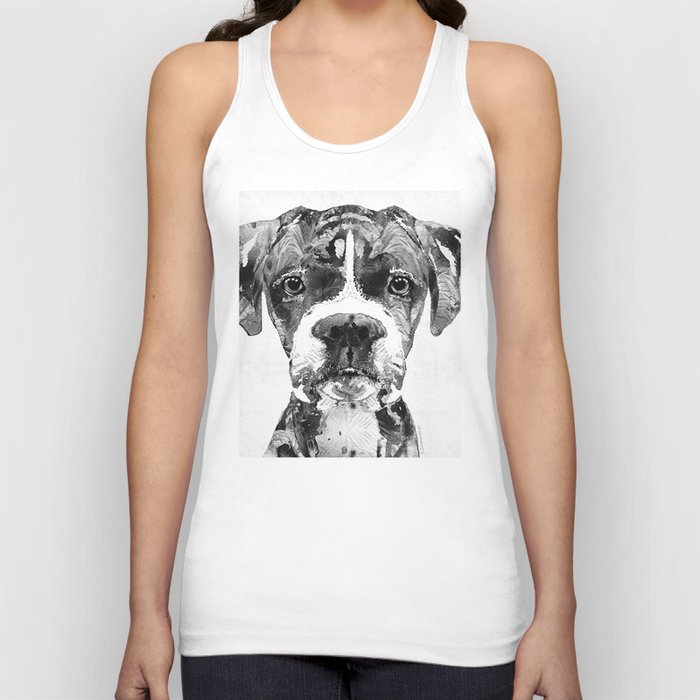 Black And White Boxer Dog Art By Sharon Cummings Tank Top