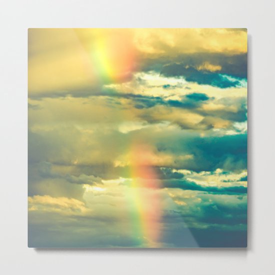 Rainbow Blue Sky Clouds Metal Print