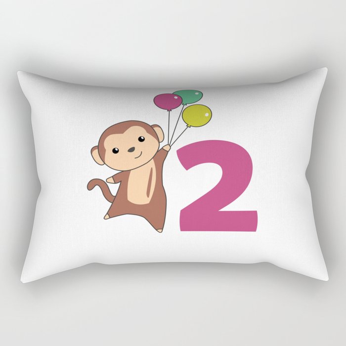 Monkey Second Birthday Balloons For Kids Rectangular Pillow