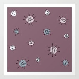Atomic Age Starburst Planets Mauve Purple Amethyst Art Print