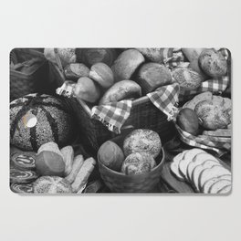Our daily bread; bakery kitchen food and wine portrait eating black and white photograph - photography - photographs for wall and home decor Cutting Board