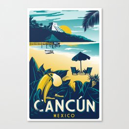 Cancun Mexico vintage travel poster Canvas Print
