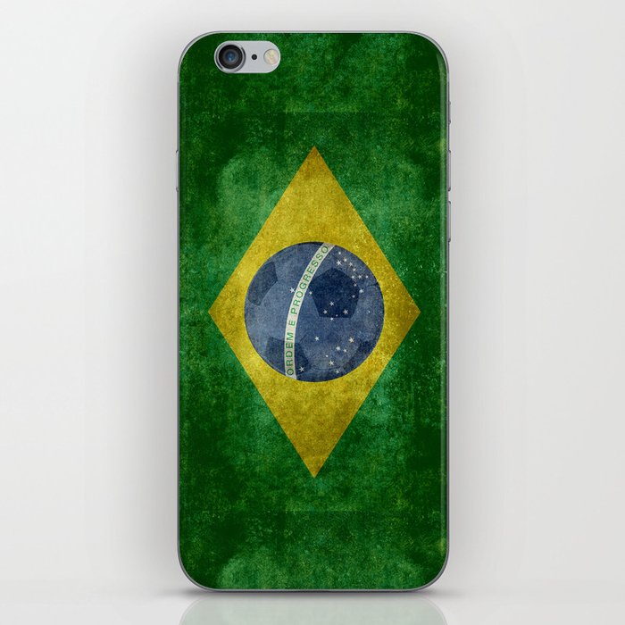Brazilian flag with football (soccer ball) iPhone Skin