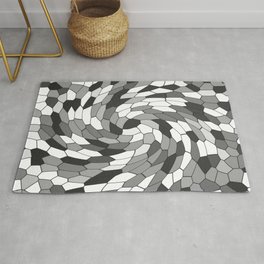 Black and White Mosaic Clockwise Motion Area & Throw Rug