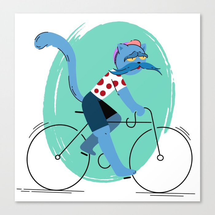 Cat cyclist Canvas Print