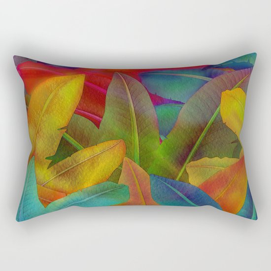 Exotic Leaf Pattern Rectangular Pillow