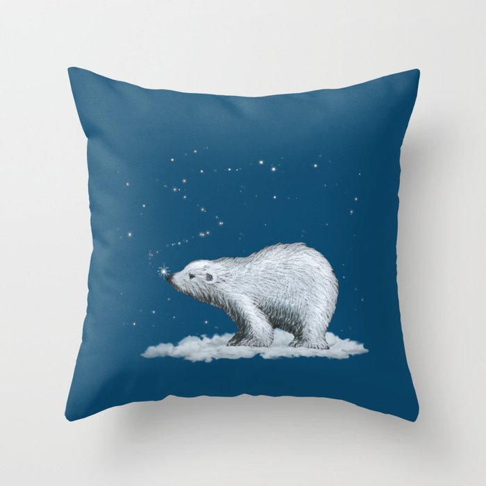 Polar Bear Snowflake Kiss Throw Pillow
