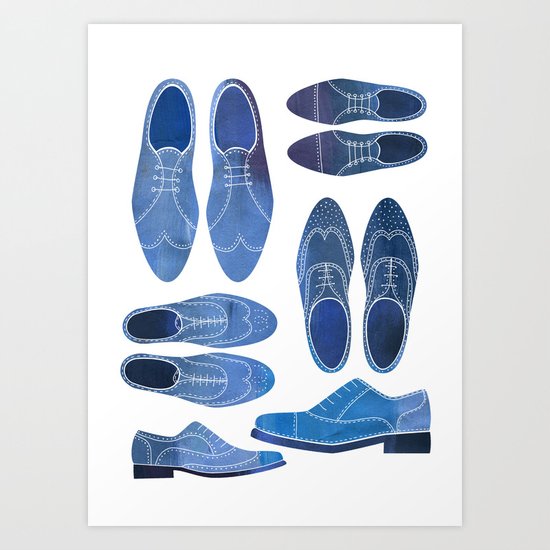Blue Brogue Shoes Art Print