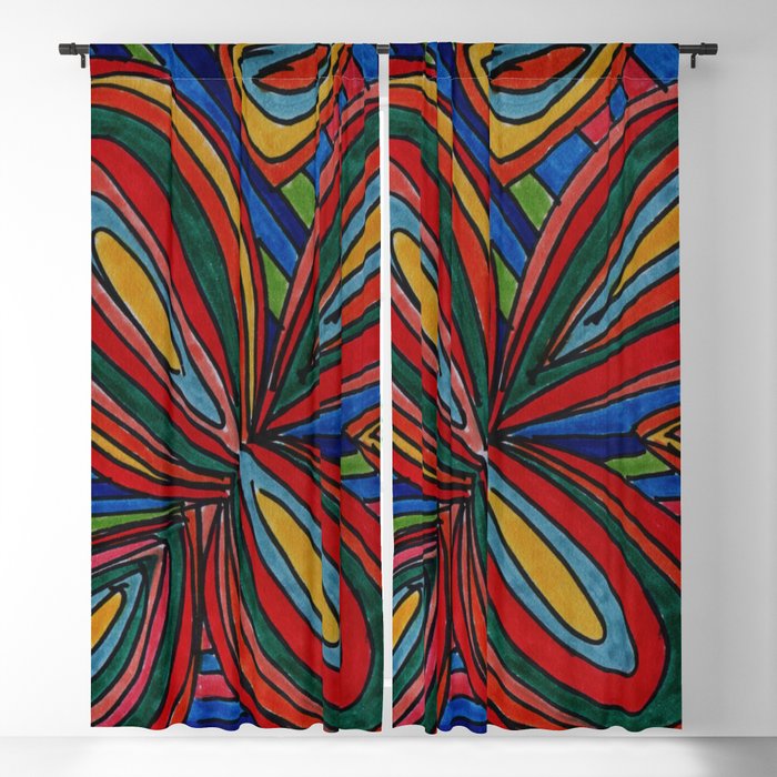 Abstract Colour Blast Blackout Curtain by CatrionaRobertsDesigns | Society6