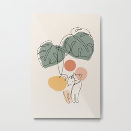 Cat and Plant 36 Metal Print | Tropical, Couple, Love, Curated, Botanic, Abstract, Minimal, Botanical, Plant, Minimalist 