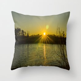 sunset over the lake Throw Pillow