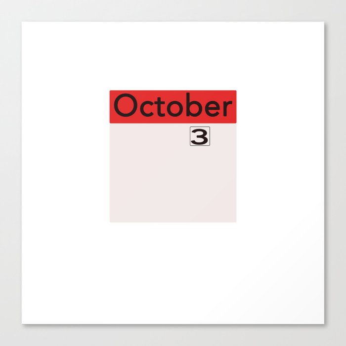 October 3rd on the Calendar Canvas Print