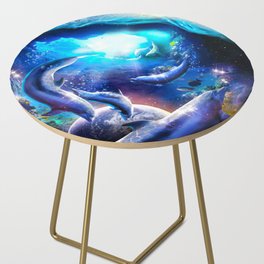 Galaxy Dolphin Dolphins In Space Swimming Side Table