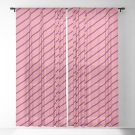 [ Thumbnail: Purple & Light Coral Colored Lines Pattern Sheer Curtain ]