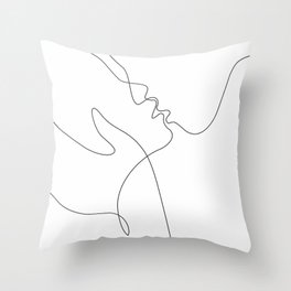 Line art drawing - minimalist kiss. Throw Pillow