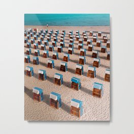 Social distance at the beach Metal Print | Hoodbeachchair, Germany, Strandkorb, German, Summervibe, Beachbasket, Blue, Summertime, Balticsea, Orange 