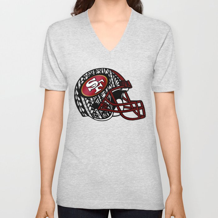 Tribal Style 49ers V Neck T Shirt by Lonica Photography & Poly