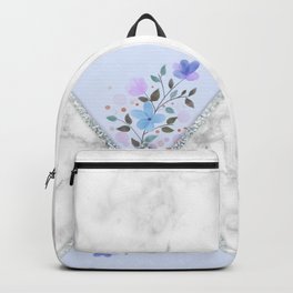 MINIMAL SILVER BLUE MARBLE BOUQUET Backpack