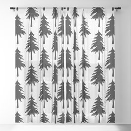Black pine trees pattern Sheer Curtain