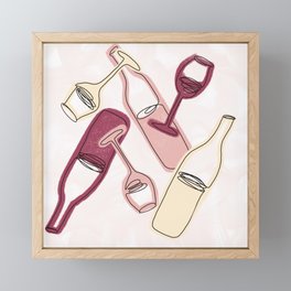 Wine Line Art Pattern Framed Mini Art Print