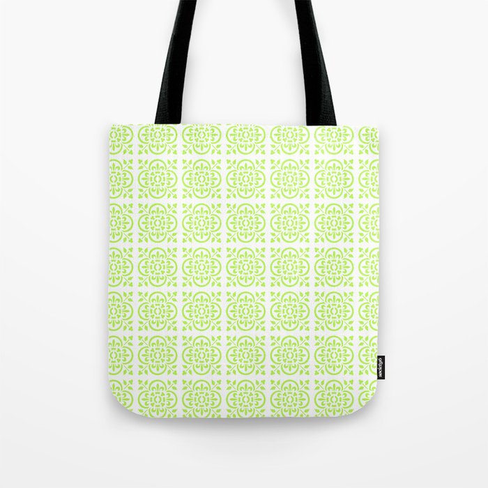 Art Deco Style Repeat Pattern Lime Green Tote Bag