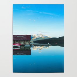 Lake Maligne Reflection Poster | Adventure, Landscape, Alberta, Lake, Nature, Nationalpark, Sky, Lakemaligne, Clouds, Canada 