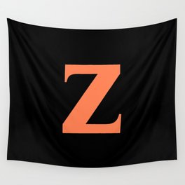 z (CORAL & BLACK LETTERS) Wall Tapestry
