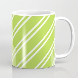 Green and White Diagonal lines pattern Coffee Mug