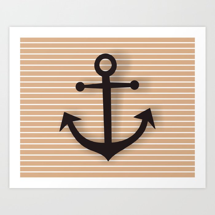 Wall Decor Bathroom Decoration Anchor Poster Brown And Black Sea Theme Ocean Boat Home Decor Art Print By Lubo Society6