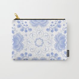 Light blue roses Carry-All Pouch | Vintage, Graphicdesign, Seamless, Abstract, Blossom, Flower, Blue, Azulejo, Pattern, Design 