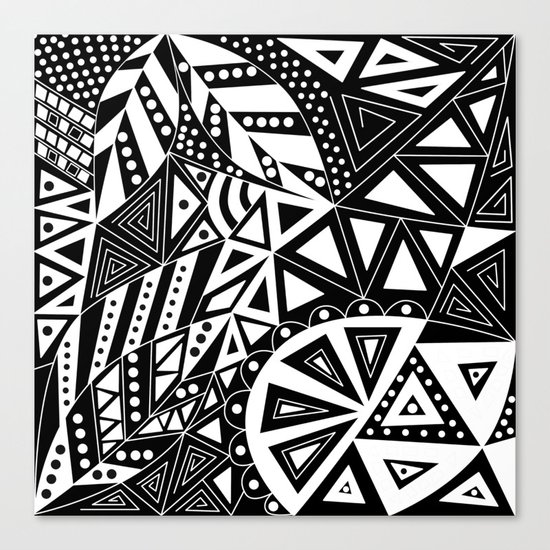 Black and white abstract pattern. 1 Canvas Print