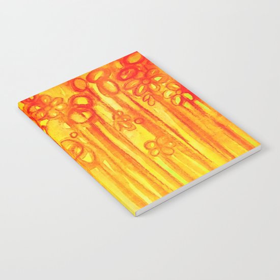 SUMMER SENTIMENTS - Bright Abstract Floral Garden Bold Summer Yellow Red Orange Flowers Painting Notebook