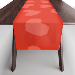 Geometric Hearts pattern red Table Runner