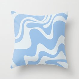 Retro Liquid Swirl Abstract Pattern in Powder Blue 2 Throw Pillow