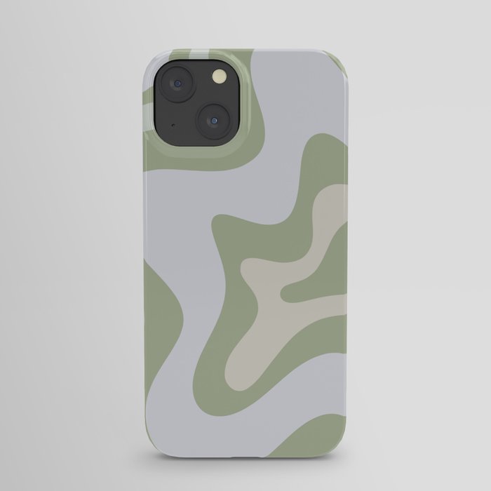 Liquid Swirl Contemporary Abstract Pattern in Light Sage Green iPhone Case