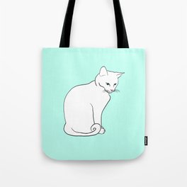 Stevie the White Cat  Tote Bag