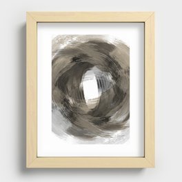 Beige and Grey Modern Abstract Brushstroke Painting Vortex Recessed Framed Print