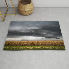 Corn Field - Storm Over Withered Crop in Southern Kansas Area & Throw Rug