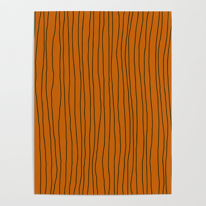 Hand Drawn Lines Vertical Combination Orange / Black Poster