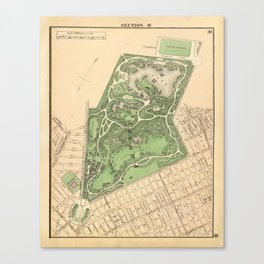 Old Prospect Park Map (1874) Vintage Brooklyn Public Square Atlas Canvas Print