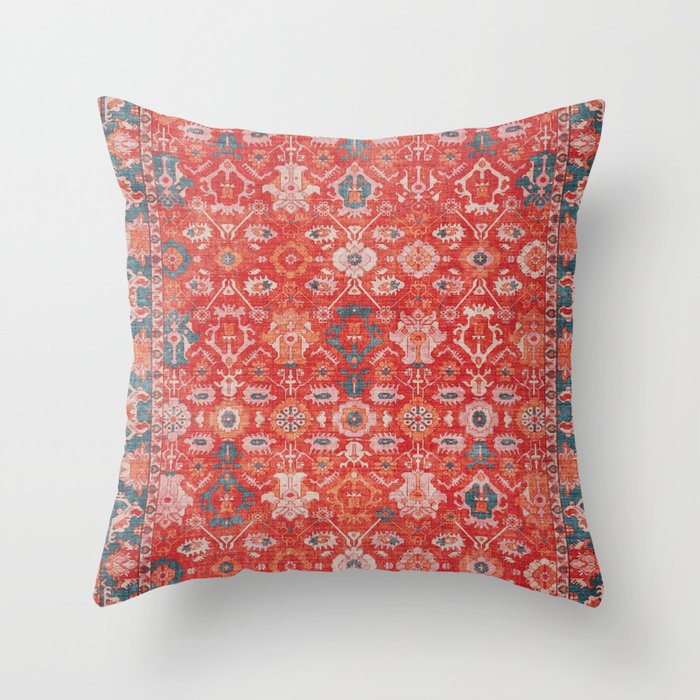 N233 - Orange Oriental Heritage Traditional Vintage Boho Moroccan Style Throw Pillow