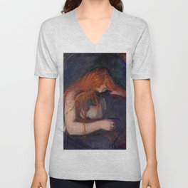 Edvard Munch Vampire Vampyr V Neck T Shirt