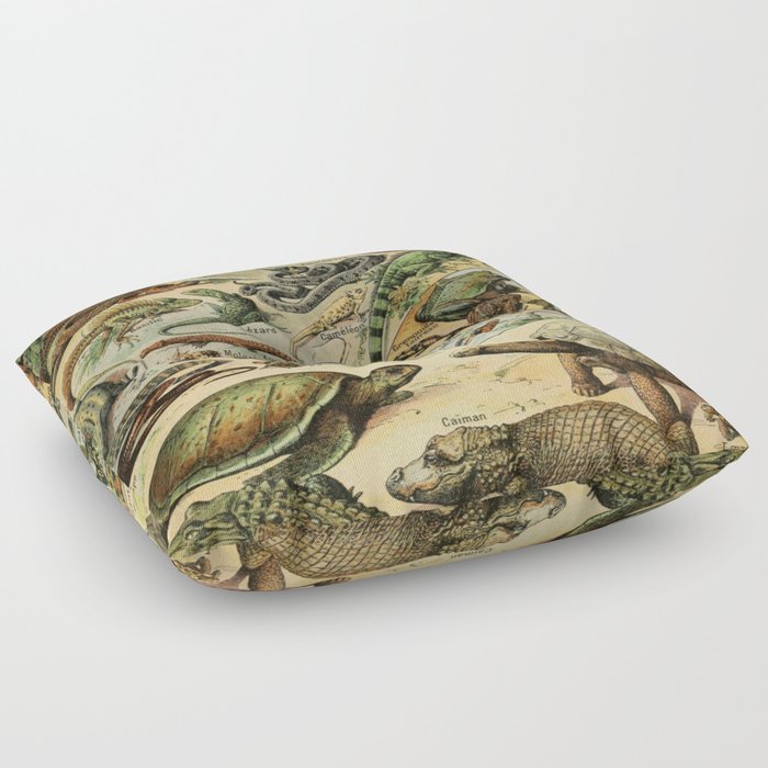 Reptiles by Adolphe Millot Floor Pillow