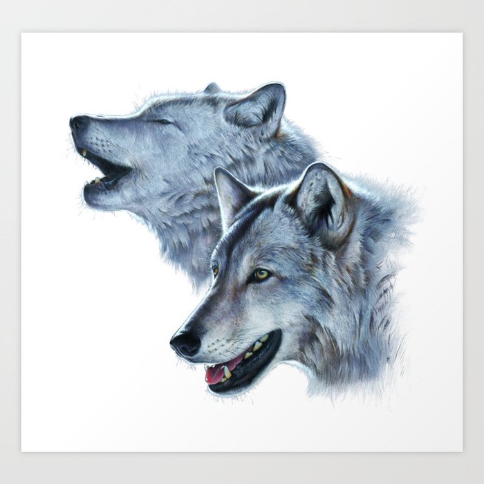 Silver Wolves Art Print