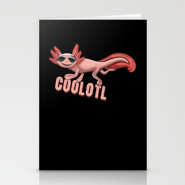 Cool Coolotl Cute Fish Cartoon Kawaii Axolotl Stationery Cards