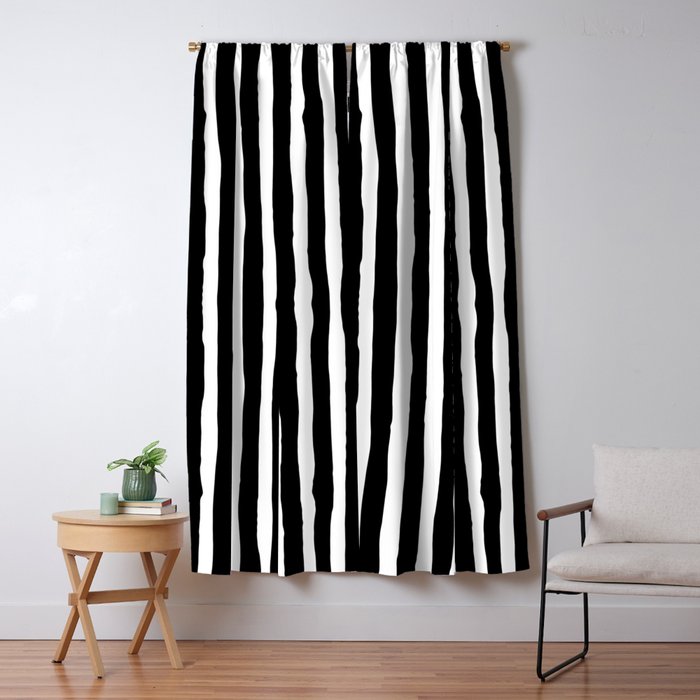 Black And White Vertical Stripes Blackout Curtain By Abigaillarson
