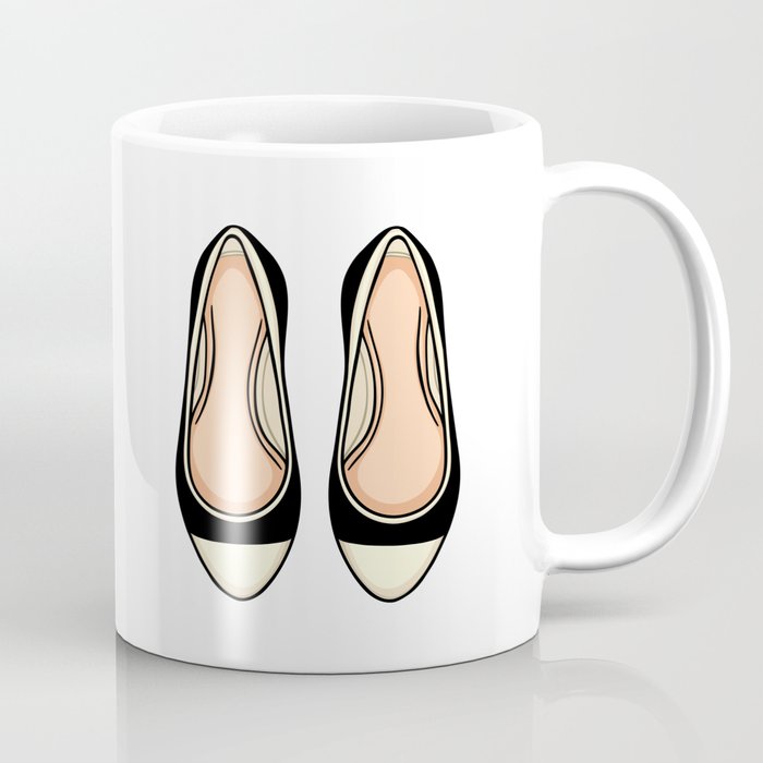 Beige And Black Ballet Flat Shoes Coffee Mug