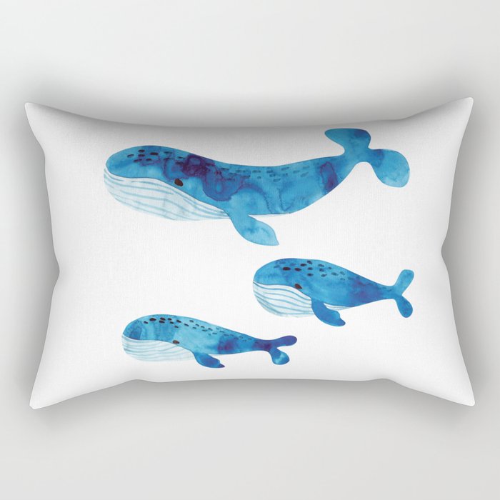 Cute Whale Family Rectangular Pillow